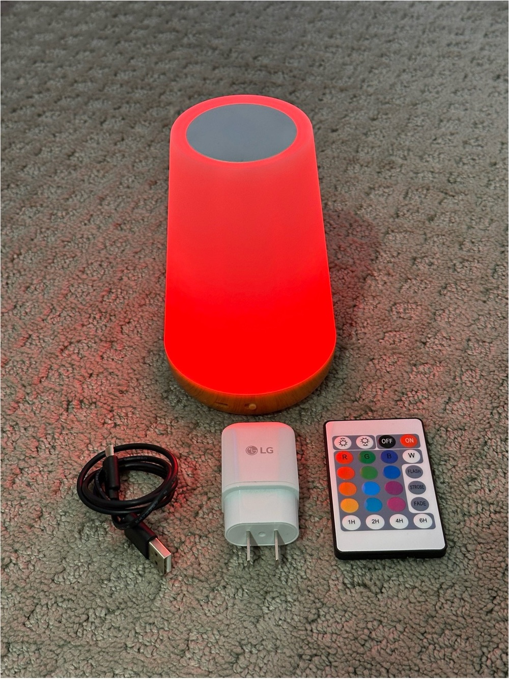 LG Rechargeable RGB LED Touch Night Light Bedside Lamp with Remote & USB Charger